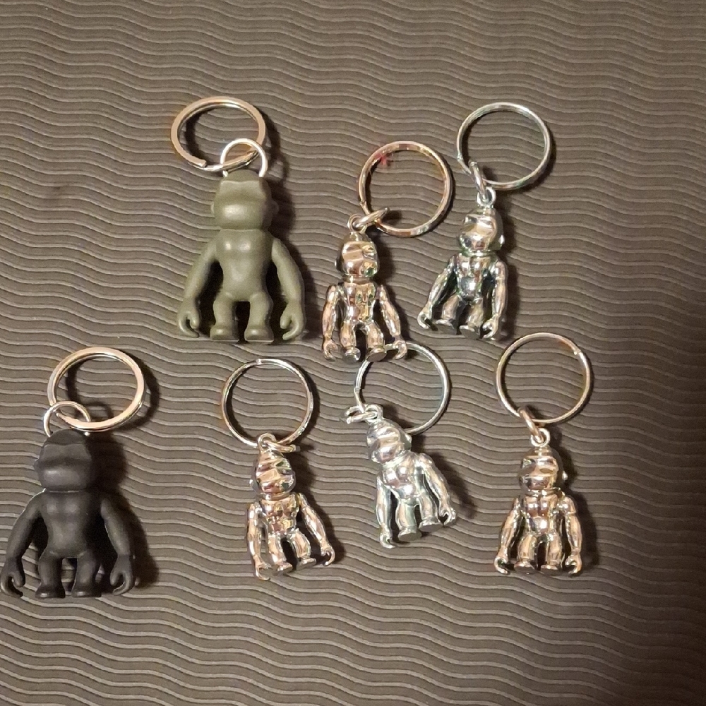 Small Kipling Keychain Set - Black, Green, Silver